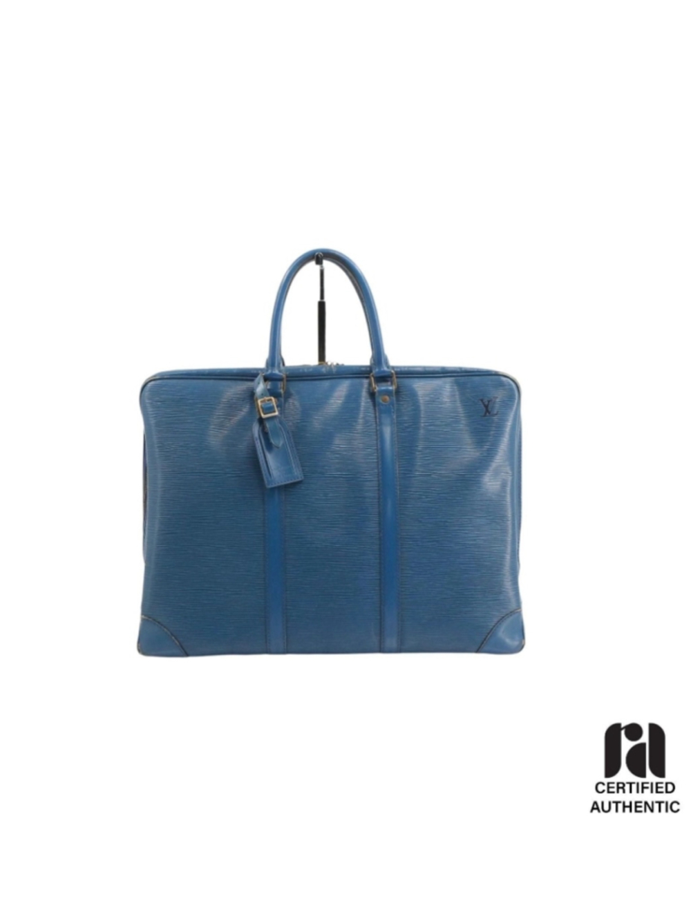 Louis Vuitton Blue Epi Porte Documents Voyage Briefcase COA Interior Wear - Picture 3 of 13